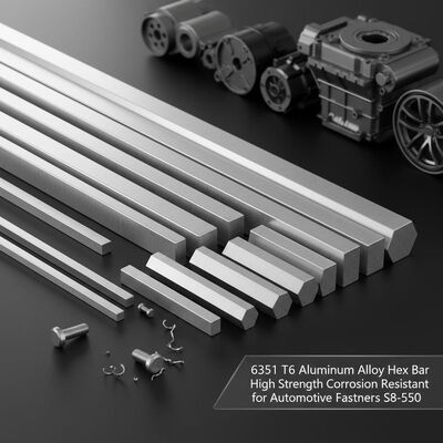 Barre hexagonale en alliage d'aluminium 6351 T6, haute résistance, résistante à la Corrosion pour les fixations automobiles S8-S50