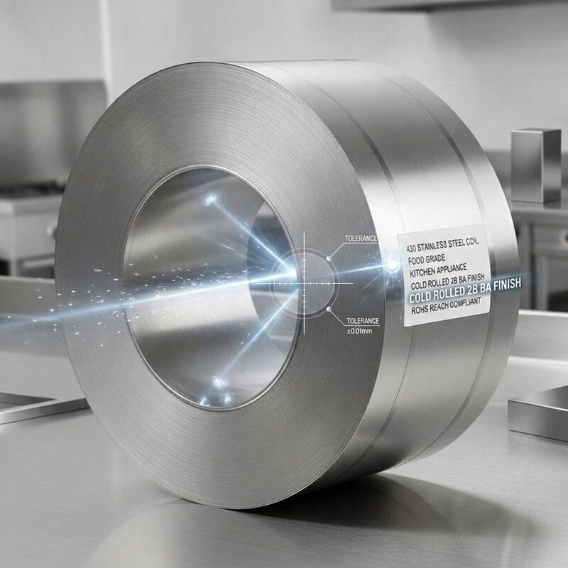 Bobine d'acier inoxydable 430 de qualité alimentaire avec finition 2B BA et largeur personnalisée pour la coutellerie et la vaisselle
